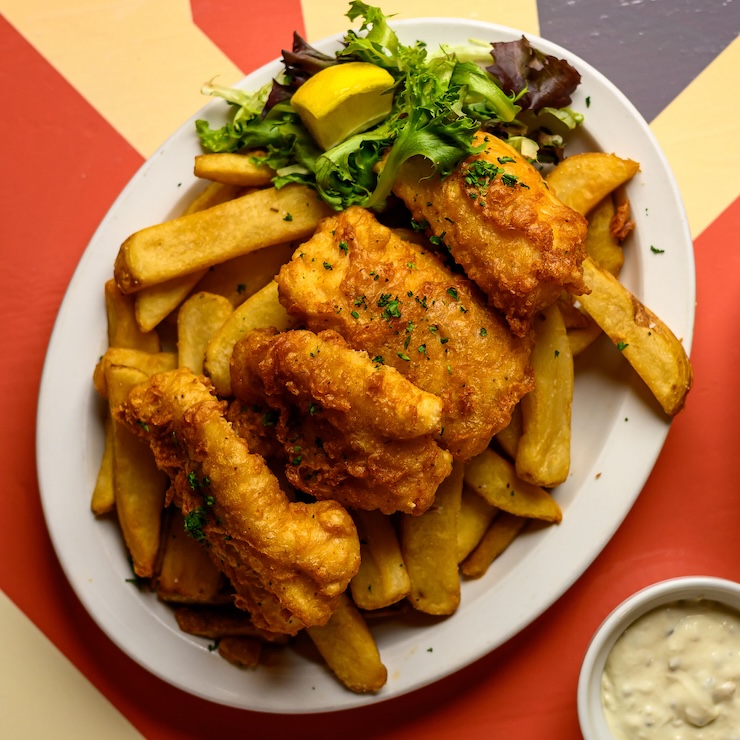 Fish and Chips on Union Jack Table